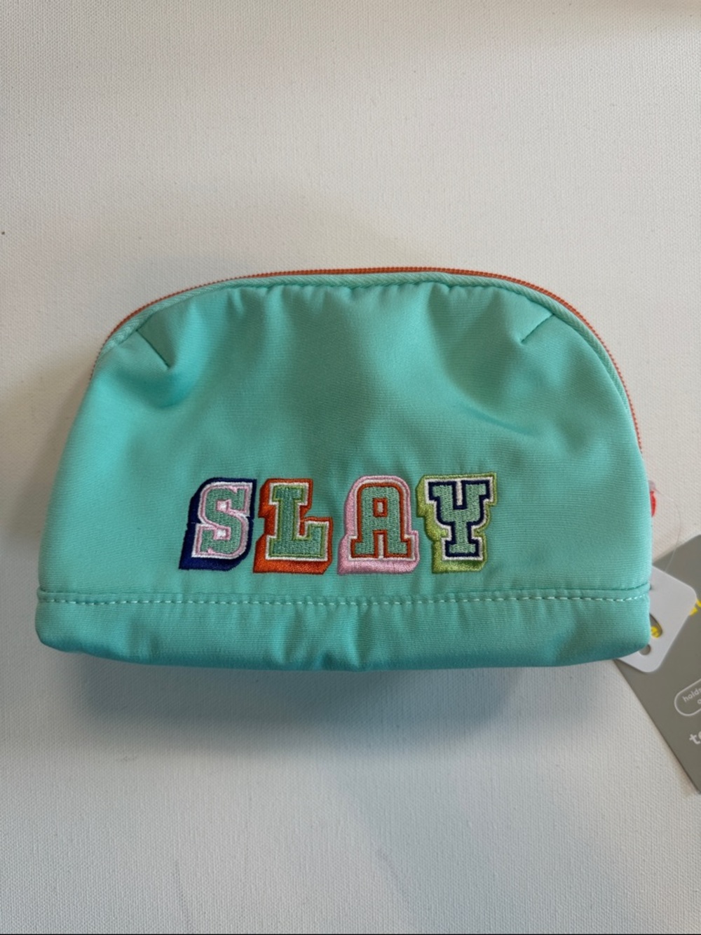 Mint Accessory Pouch with 'SLAY' Embroidery NWT